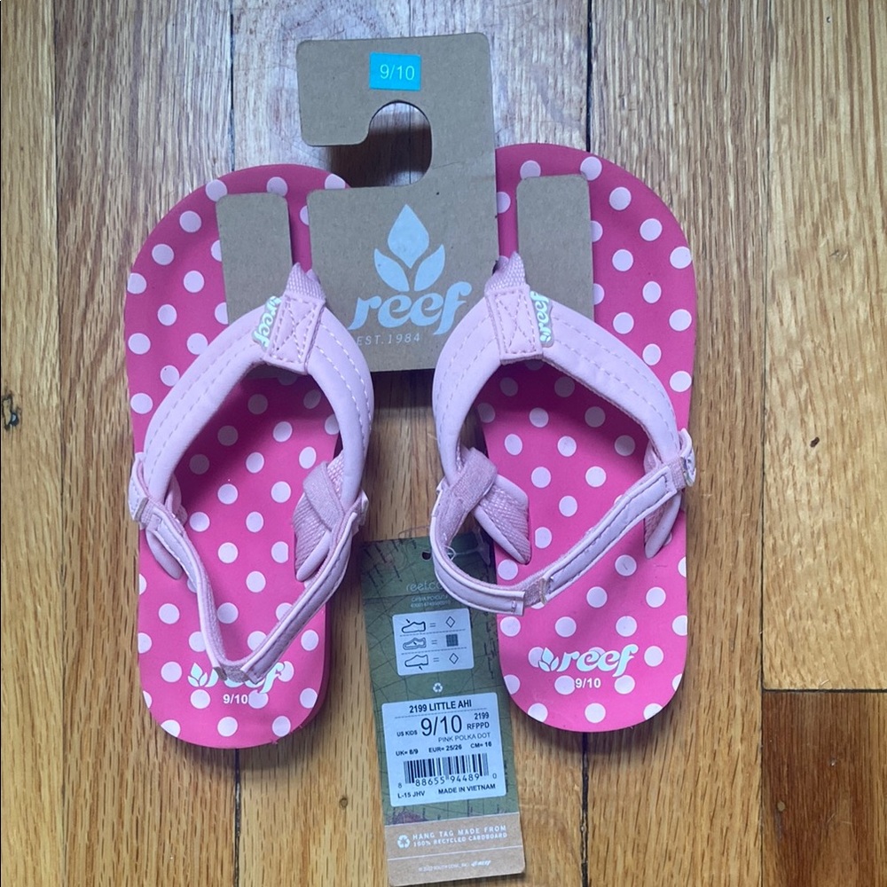 Reef Pink and White Polka Dot Flip Flops